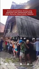 Begini proses pemindahan Jineng yang dilakukan oleh sekelompok warga di Br. Denuma, Desa Kukuh, Tabanan