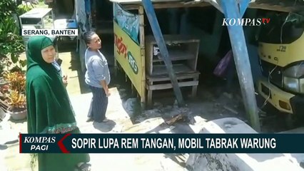 Lupa Rem Tangan, Sebuah Truk Tabrak Warung di Batukuwung Hingga Nyaris Ambruk!