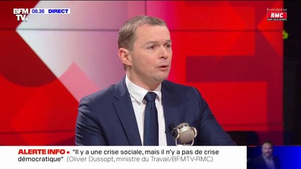 Olivier Dussopt: "Si la décision du Conseil constitutionnel est favorable au gouvernement (...), ça donnerait une légitimité supplémentaire à la loi mais ça n'effacerait pas les désaccords"