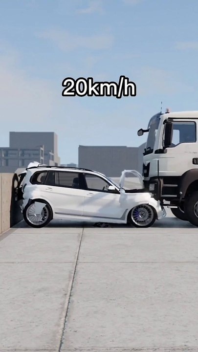 La différence d'un choc frontal avec un camion arrivant à 20 km/h et à 80 km/h