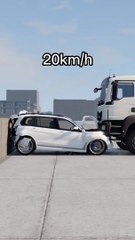 La différence d'un choc frontal avec un camion arrivant à 20 km/h et à 80 km/h