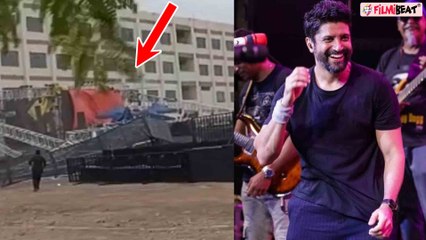 Farhan Akhtar के Concert पर हादसा, आंधी में उड़ा Concert का set, बाल-बाल बचे Actor, Video Viral!