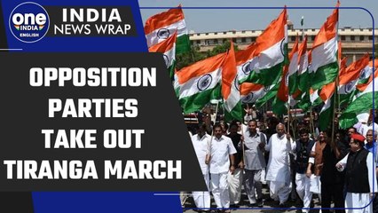 Download Video: Opposition parties take out Tricolour March from Parliament House to Vijay Chowk | Oneindia News