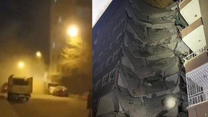 Diyarbakır’da ağır hasarlı binanın bir kısmının çöküş anı kamerada