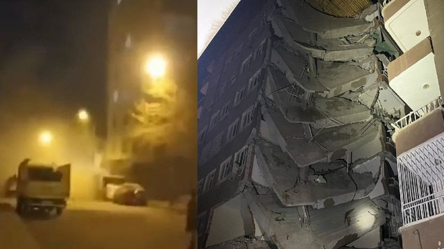 Diyarbakır’da ağır hasarlı binanın bir kısmının çöküş anı kamerada