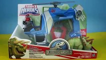 Playskool Heroes Jurassic World Copter saves Baby Dinosaurs from T Rex Dinosaur