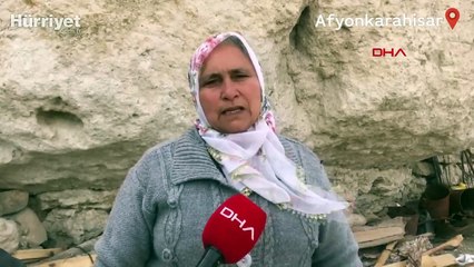 Bolvadin Fayı'nın başladığı dağdan kopan kaya parçaları tedirgin ediyor