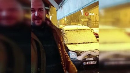 Baharı bekleyen Posof'a kar yağdı