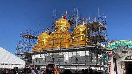 Holy water being spilled at the Sri Venkateswara Temple in Helensburgh/Illawarra Mercury/10.04.23