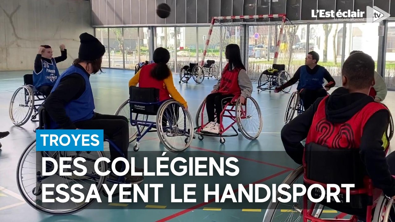 Des élèves du collège des Jacobins et de l'Institut médico-éducatif Chantejoie pratiquent ensemble le handisport