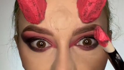 *Alphabet Make-Up Challenge Tutorial* Woman turns herself into a double-horned demon