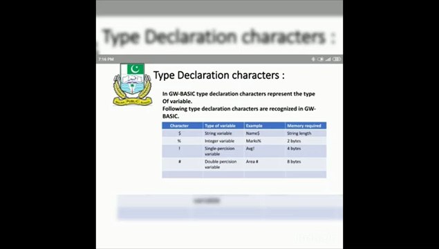 10th PTB Computer Ch#2 Data Types, Variables, Constants, Types of Variables