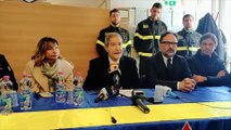 Terremoto in Umbria, il ministro della Protezione Civile Musumeci a Pietrantonio