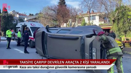 Kadıköy'de park halindeki taksiye çarpan otomobildeki 2 kişi yaralandı