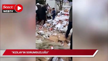 Vatandaş yardımıyla alınan Kızılay konserveleri yağmalandı