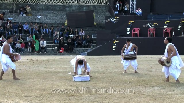 Manipuri pung cholom at the Nagaland Hornbill festival