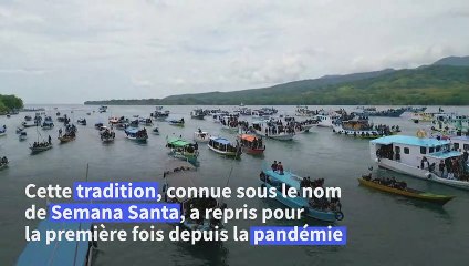 Indonésie: une procession traditionnelle en bateaux pour célébrer Pâques