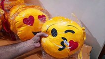 Unboxing and Review of Plush Smiley Emoji Soft Round Wink Kiss Heart Love Pillow