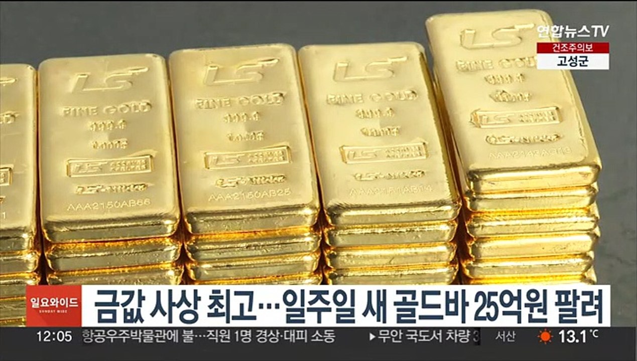 금값 사상 최고…일주일 새 골드바 25억원 팔려