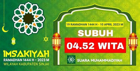 Imsakiyah Ramadhan 1444 H - 2023 H Wilayah Kabupaten Sinjai Hari Ke - 19