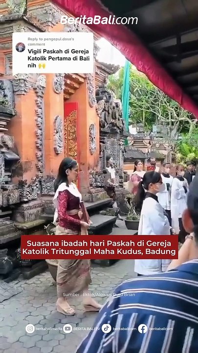 Suasana ibadah hari Paskah di Gereja Katolik Tritunggal Maha Kudus, Badung