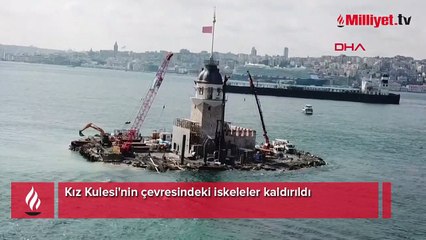 Kız Kulesi için geri sayım! Çevresindeki iskeleler kaldırıldı