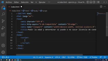Pedir la edad y determinar si puede o no sacar licencia de conducir en JavaScript