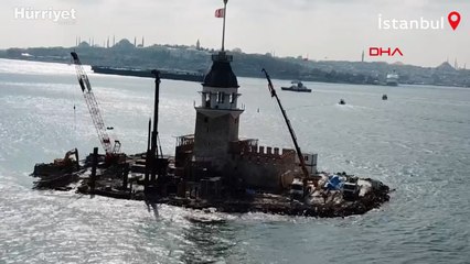 Kız Kulesi'nin çevresindeki iskeleler kaldırıldı