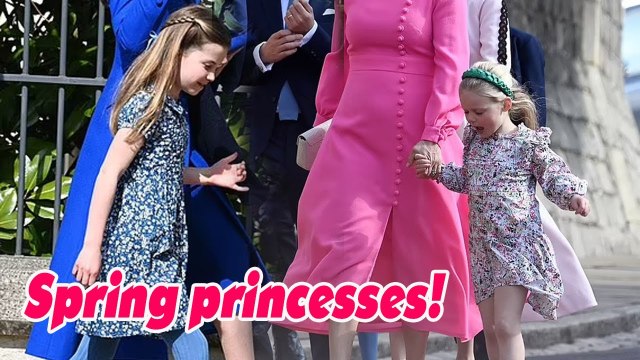 Charlotte and Lena Tindall are 'spring princesses' with pretty floral dresses