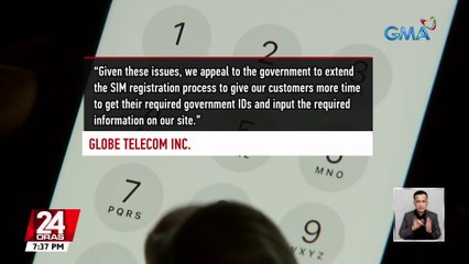 Ilang telcos sa bansa, nanawagang i-extend ang sim card registration deadline | 24 Oras