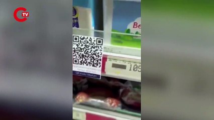 Market raflarında QR kodlu Erdoğan videosu