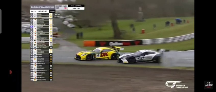 British Gt 2023 Oulton Park Race 1 Epic Last Lap Adam vs Gunn