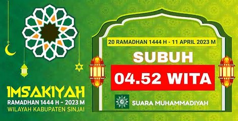 Imsakiyah Ramadhan 1444 H - 2023 H Wilayah Kabupaten Sinjai Hari Ke - 20