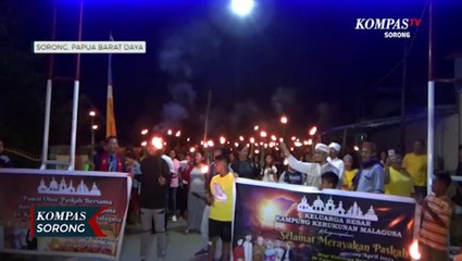 Kampung Kerukunan Sorong Pawai Obor Paskah dan Bangunkan Umat Muslim Sahur
