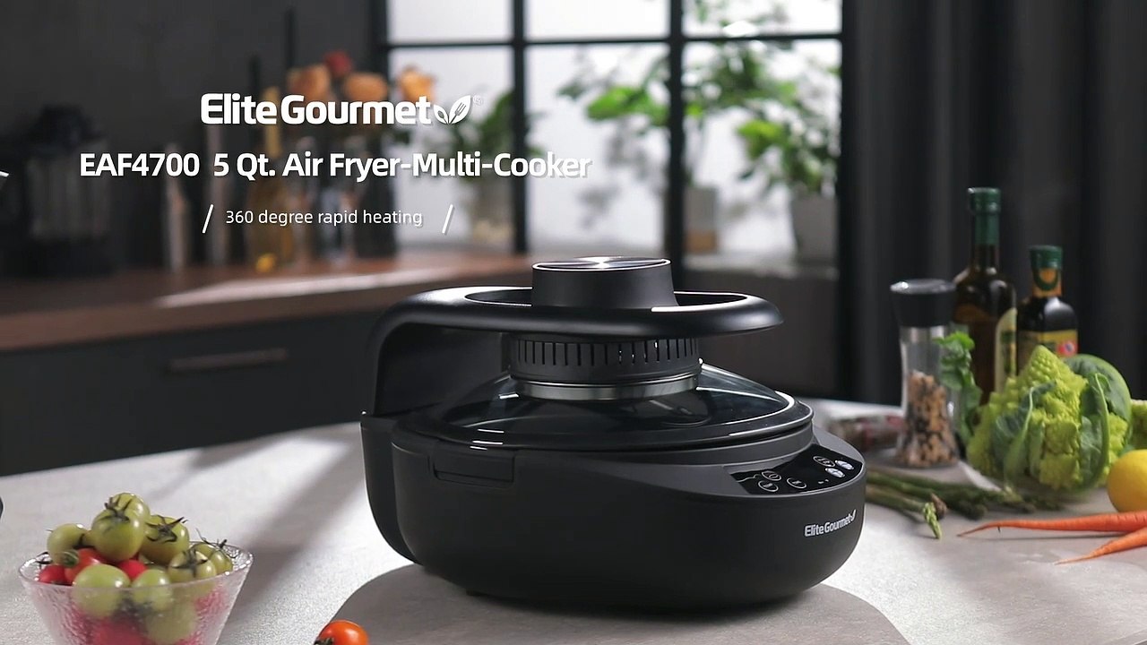 Elite Gourmet EAF4700 Digital 5Qt Air Fryer, Sears, Bakes, Roasts, Top & Bottom Heating Oil-Less Healthy Cooker, Temp_Timer Settings, PFOA-Free, Includes Recipes - Everything Else