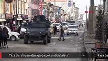 Yasa dışı slogan atan gruba polis müdahalesi