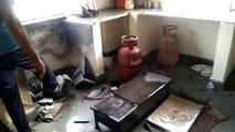 गैस सिलेण्डर भभकने से इन्दिरा रसोई घर में लगी आग