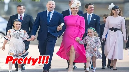 Zara Tindall is pretty in pink at Easter service with husband Mike and two daughters