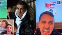 Gary Neville goes absolutely BERSERK after his Salford City side seal incredible comeback win with TWO stoppage time strikes as he runs around his living room... leaving his daughter horrified!