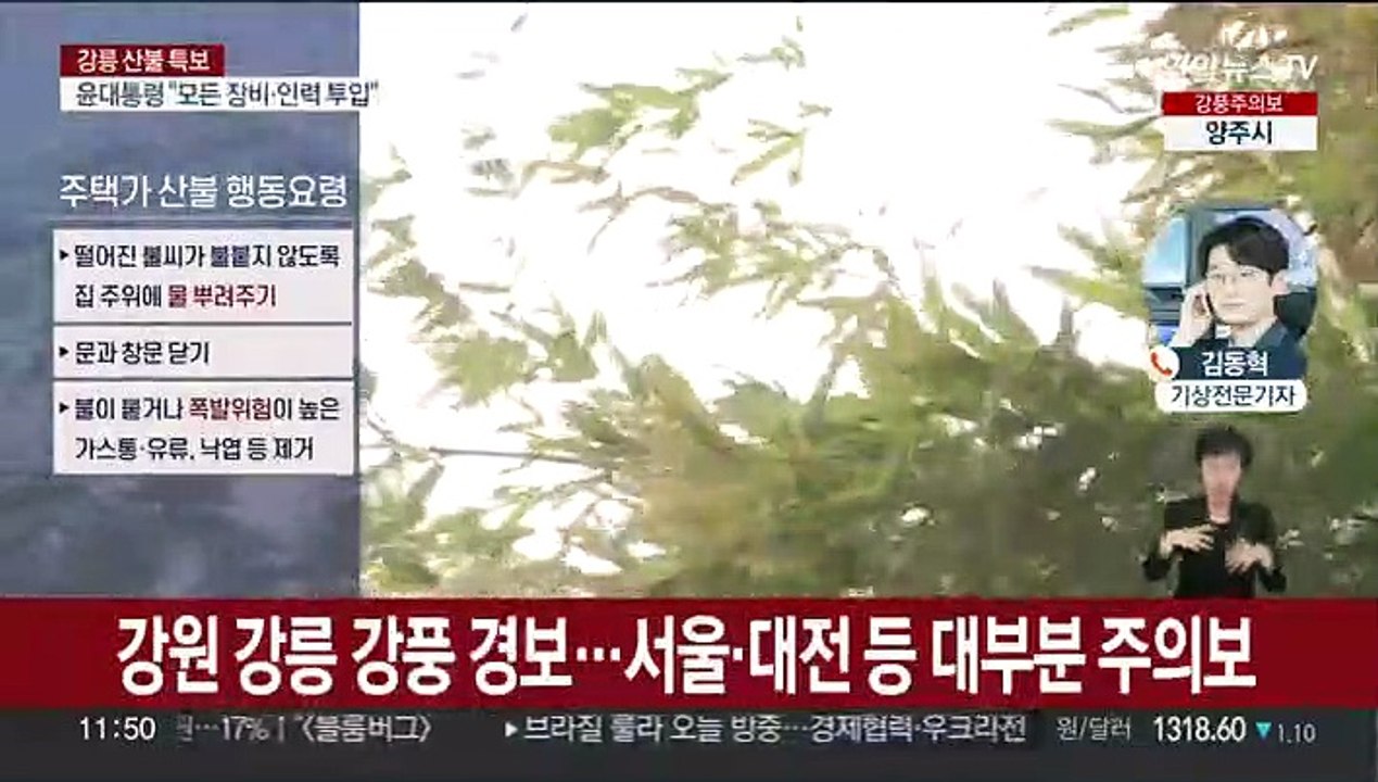 강릉 건조특보에 강풍경보…'양간지풍' 불어 산불 확산