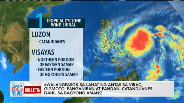 #WalangPasok sa lahat ng antas sa Virac, Gigmoto, Panganiban at Pandan, Catanduanes dahil sa bagyong Amang | GMA Integrated News Bulletin