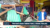 Truk Batu Bara Tabrak Toko, 2 Orang Terluka