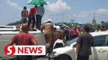 School van hit by trailer, 15 students injured