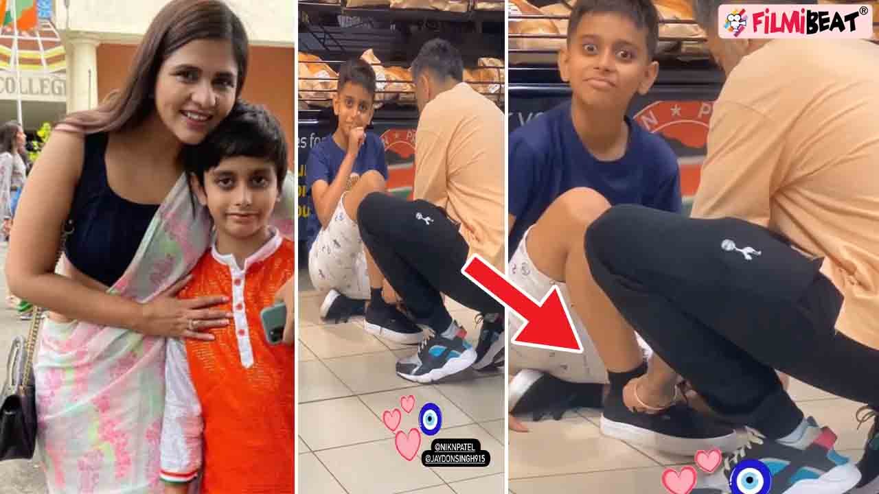 Dalljiet Kaur ने Jaydon और Nikhil Patel का Video किया share, बेटे के जूते के फीते बांधते दिखे निखिल