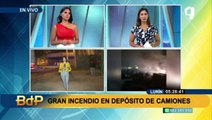 Incendio en Lurín: falta de agua dificulta labor de bomberos en depósito de camiones