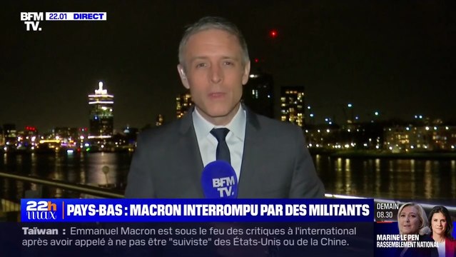 Emmanuel Macron qualifié de président de la violence et de l'hypocrisie par des manifestants à La Haye, aux Pays-Bas
