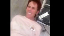 Hilarious moment woman's dentures fall out of place when using a vibrating exercise machine - leaving her family in hysterics