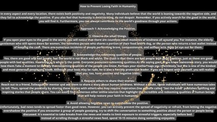 How to Prevent Losing Faith in Humanity.