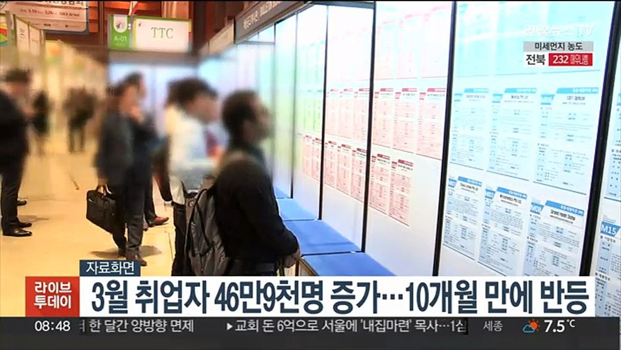 3월 취업자 46만9천명 증가…10개월 만에 반등