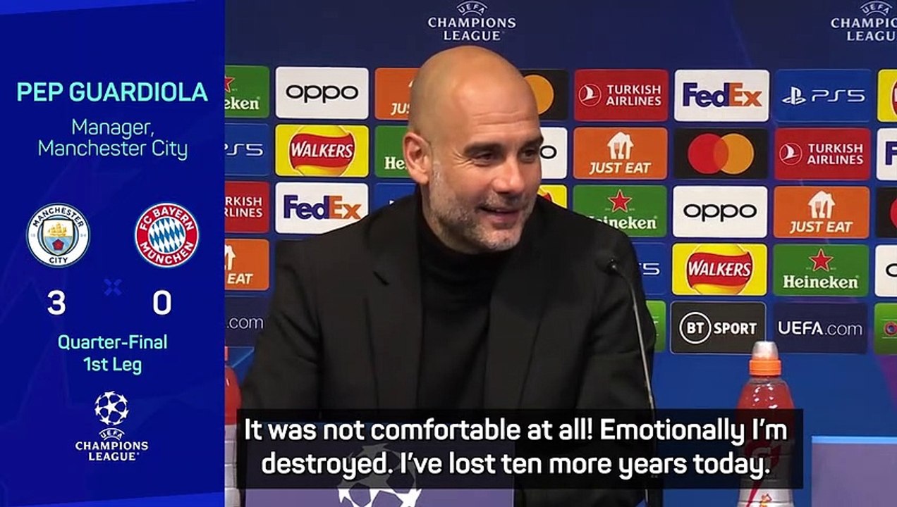 Guardiola feels 'emotionally destroyed' despite 3-0 win over Bayern
